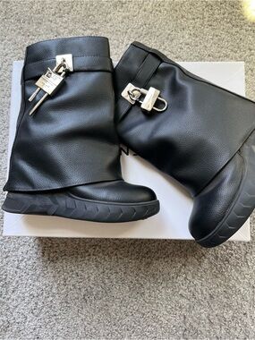 Givenchy Biker Boots w/ Lock Detail – EU 38